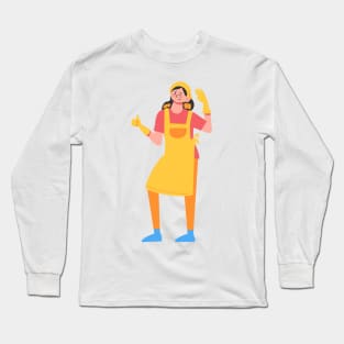 Hand Drawn "Wonder Woman" Long Sleeve T-Shirt